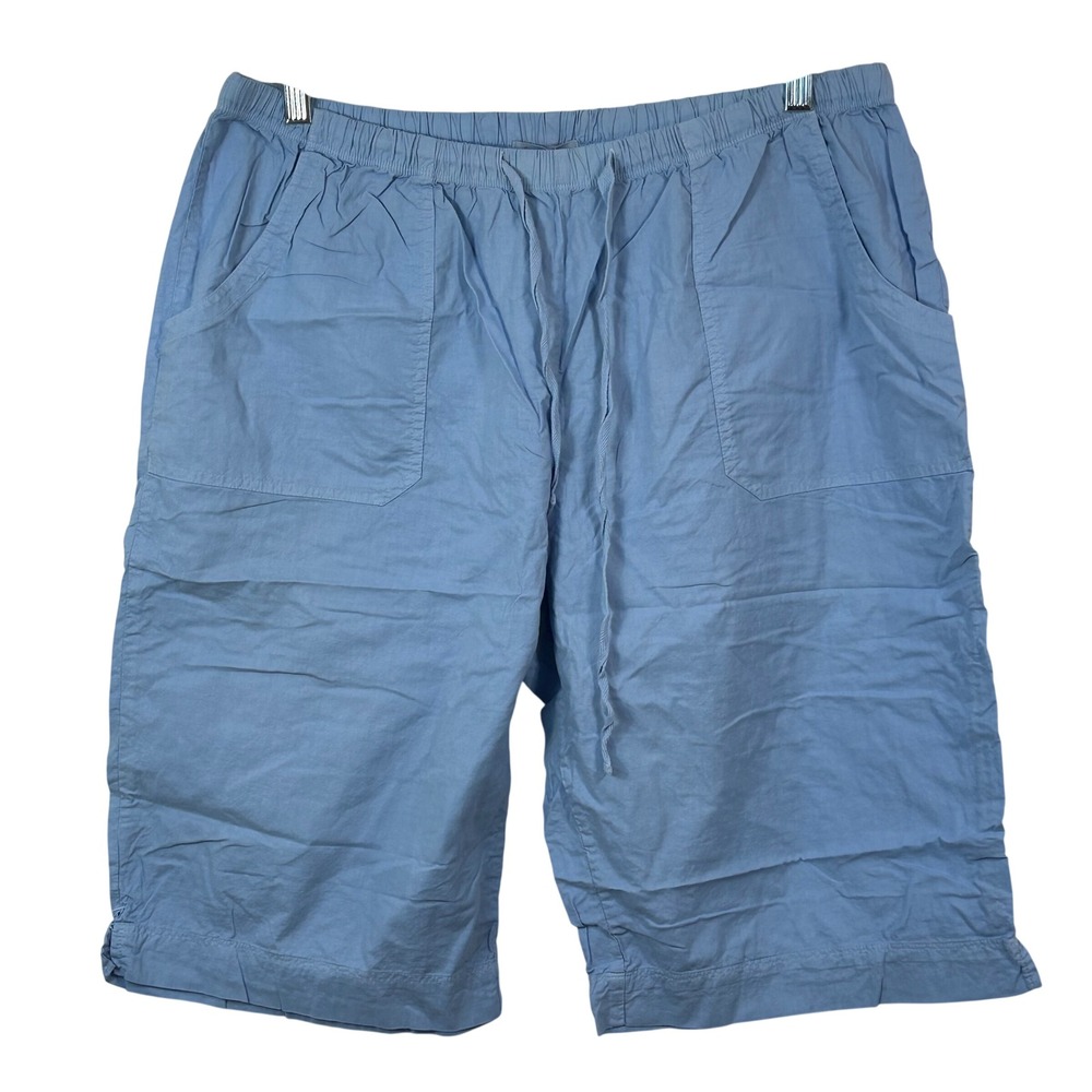 Fresh Produce Blue Cotton Elastic Drawstring Shorts XXL Casual Summer